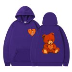 画像9: Heart Bear Print Hoodie Sweatshirt hoodie sweatユニセックス 男女兼用ハートベアプリントプリント スウェットパーカー (9)