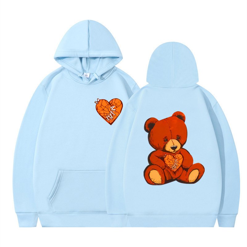 画像3: Heart Bear Print Hoodie Sweatshirt hoodie sweatユニセックス 男女兼用ハートベアプリントプリント スウェットパーカー (3)