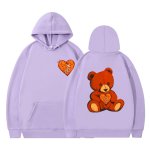 画像4: Heart Bear Print Hoodie Sweatshirt hoodie sweatユニセックス 男女兼用ハートベアプリントプリント スウェットパーカー (4)