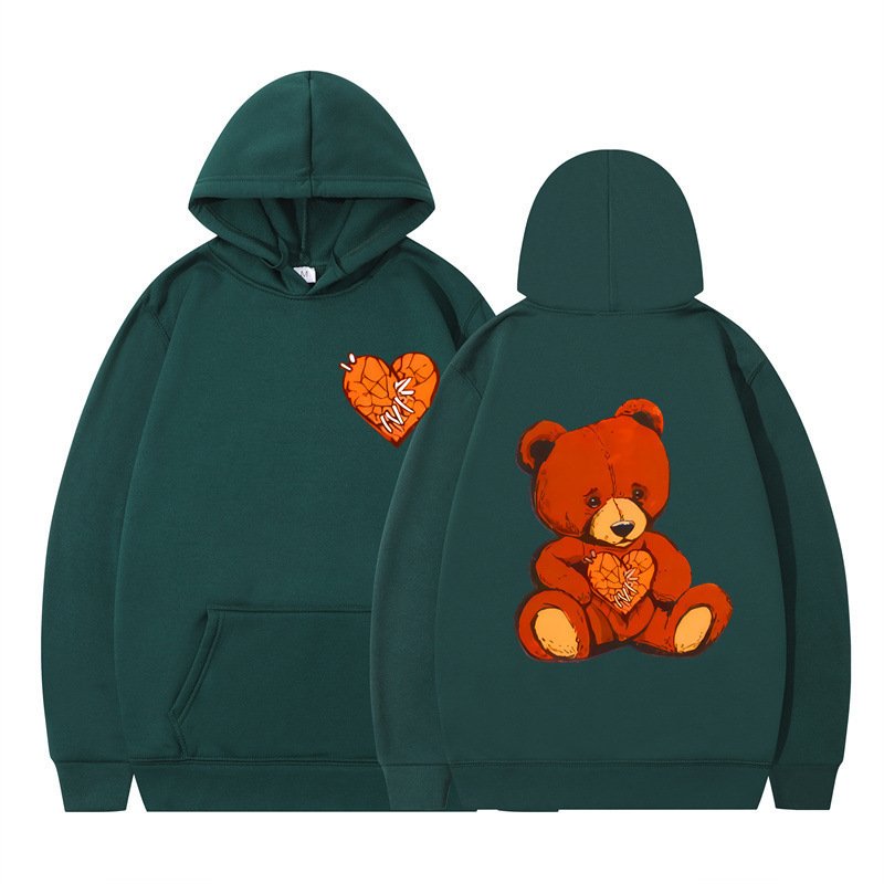画像11: Heart Bear Print Hoodie Sweatshirt hoodie sweatユニセックス 男女兼用ハートベアプリントプリント スウェットパーカー (11)