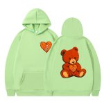 画像17: Heart Bear Print Hoodie Sweatshirt hoodie sweatユニセックス 男女兼用ハートベアプリントプリント スウェットパーカー (17)