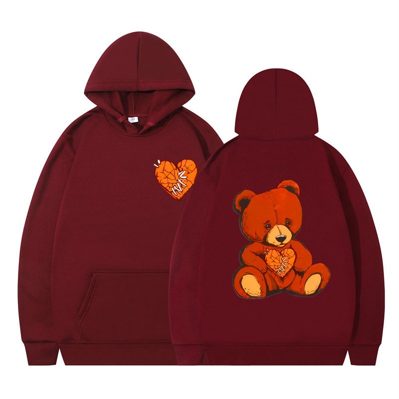 画像14: Heart Bear Print Hoodie Sweatshirt hoodie sweatユニセックス 男女兼用ハートベアプリントプリント スウェットパーカー (14)