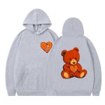 画像10: Heart Bear Print Hoodie Sweatshirt hoodie sweatユニセックス 男女兼用ハートベアプリントプリント スウェットパーカー (10)