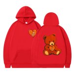 画像8: Heart Bear Print Hoodie Sweatshirt hoodie sweatユニセックス 男女兼用ハートベアプリントプリント スウェットパーカー (8)