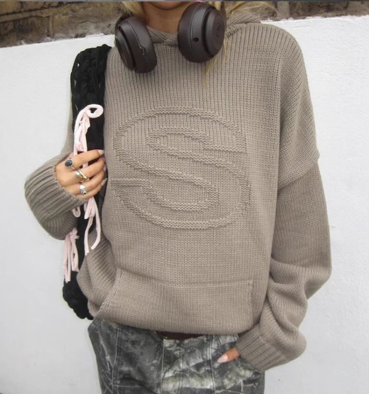画像5: S logo hoodie sweater Sweater Knit　 Sロゴ編み込みフーディセーター　ニット  (5)