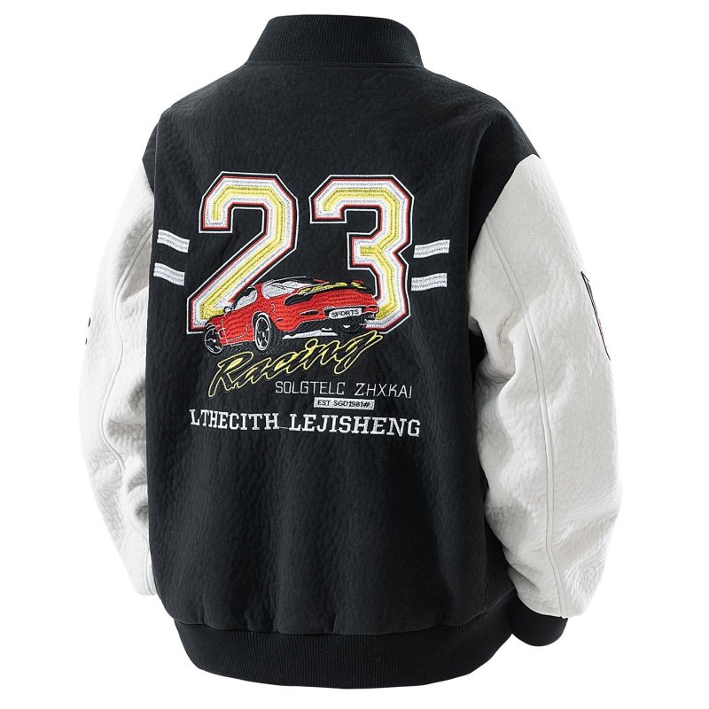 画像4: american football embroideryStand Collar  Stadium Jacket ユニセックス 男女兼用アメリカンフットボールスタンドカラースタジャンスタジアムジャンパー  MA-1 ボンバー ジャケット ブルゾン (4)