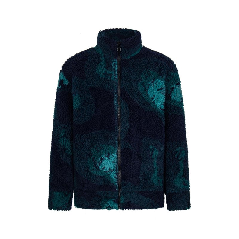 画像1:  Gradient Sheepswool & Lambswool Teddy Bear Loose Jacket ユニセックス 男女兼用グラデーションカラーラムウールジップアップジャケット ブルゾン (1)