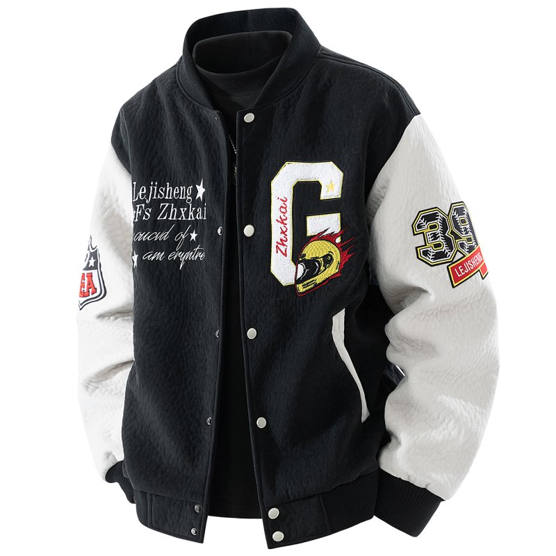 画像1: american football embroideryStand Collar  Stadium Jacket ユニセックス 男女兼用アメリカンフットボールスタンドカラースタジャンスタジアムジャンパー  MA-1 ボンバー ジャケット ブルゾン (1)