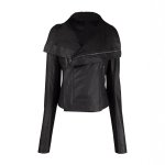 画像1: Off the shoulder fake leather biker naska jacket フェイクレザー オフショルダーライダース ジャケットコート (1)