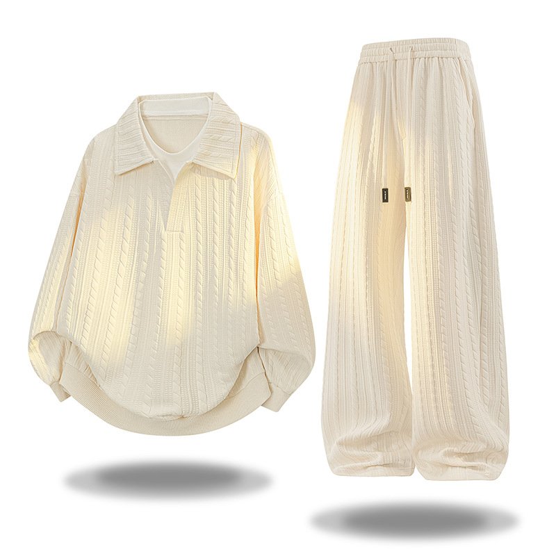 画像4: 25 Unisex ‎Knit Set up Matching Set Jacket + Pants ユニセックス 男女兼用 ニット ケーブル マッチングセット 大きなサイズあり スウェット ポロシャツ セットアップ 上下 (4)