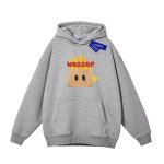 画像1: WASSUP potato fries print Hoodie sweater ユニセックス 男女兼用 フライドポテトプリント 起毛 フーディ スウェットパーカー (1)