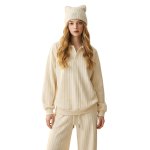 画像2: 25 Unisex ‎Knit Set up Matching Set Jacket + Pants ユニセックス 男女兼用 ニット ケーブル マッチングセット 大きなサイズあり スウェット ポロシャツ セットアップ 上下 (2)