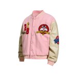画像4: Looney Tunes Bugs Bunny Friends Embroidered Leather Sleeve embroidery Stadium Jacket ユニセックス 男女兼用レザースリーブルーニーチューンバッグスバニー仲間スタジャンスタジアムジャンパー  MA-1 ボンバー ジャケット ブルゾン (4)