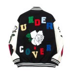 画像5: Alphabet logo and flower embroidery Stadium Jacket ユニセックス 男女兼用アルファベットロゴ＆フラワー刺繍スタジャンスタジアムジャンパー スタジャン MA-1 ボンバー ジャケット ブルゾン (5)