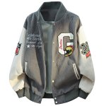 画像2: american football embroideryStand Collar  Stadium Jacket ユニセックス 男女兼用アメリカンフットボールスタンドカラースタジャンスタジアムジャンパー  MA-1 ボンバー ジャケット ブルゾン (2)