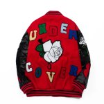 画像4: Alphabet logo and flower embroidery Stadium Jacket ユニセックス 男女兼用アルファベットロゴ＆フラワー刺繍スタジャンスタジアムジャンパー スタジャン MA-1 ボンバー ジャケット ブルゾン (4)