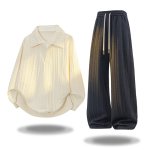 画像5: 25 Unisex ‎Knit Set up Matching Set Jacket + Pants ユニセックス 男女兼用 ニット ケーブル マッチングセット 大きなサイズあり スウェット ポロシャツ セットアップ 上下 (5)