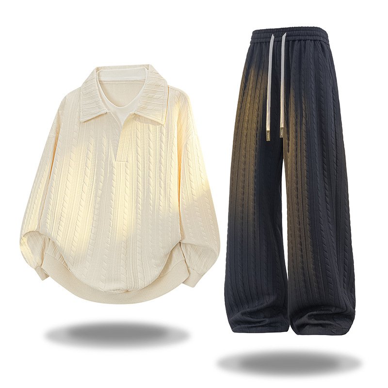 画像5: 25 Unisex ‎Knit Set up Matching Set Jacket + Pants ユニセックス 男女兼用 ニット ケーブル マッチングセット 大きなサイズあり スウェット ポロシャツ セットアップ 上下 (5)