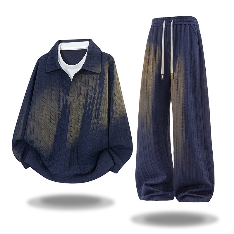 画像3: 25 Unisex ‎Knit Set up Matching Set Jacket + Pants ユニセックス 男女兼用 ニット ケーブル マッチングセット 大きなサイズあり スウェット ポロシャツ セットアップ 上下 (3)