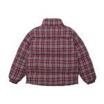 画像3: Checked letter embroidered stand-collar cotton down jacket ユニセックス 男女兼用 チェック＆アルファベットロゴスタンドカラーダウンジャケットブルゾンコート (3)