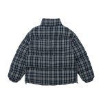 画像4: Checked letter embroidered stand-collar cotton down jacket ユニセックス 男女兼用 チェック＆アルファベットロゴスタンドカラーダウンジャケットブルゾンコート (4)