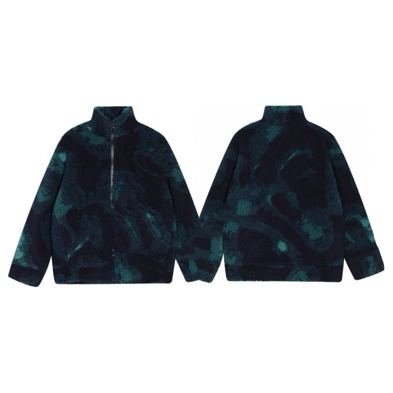 画像3:  Gradient Sheepswool & Lambswool Teddy Bear Loose Jacket ユニセックス 男女兼用グラデーションカラーラムウールジップアップジャケット ブルゾン (3)