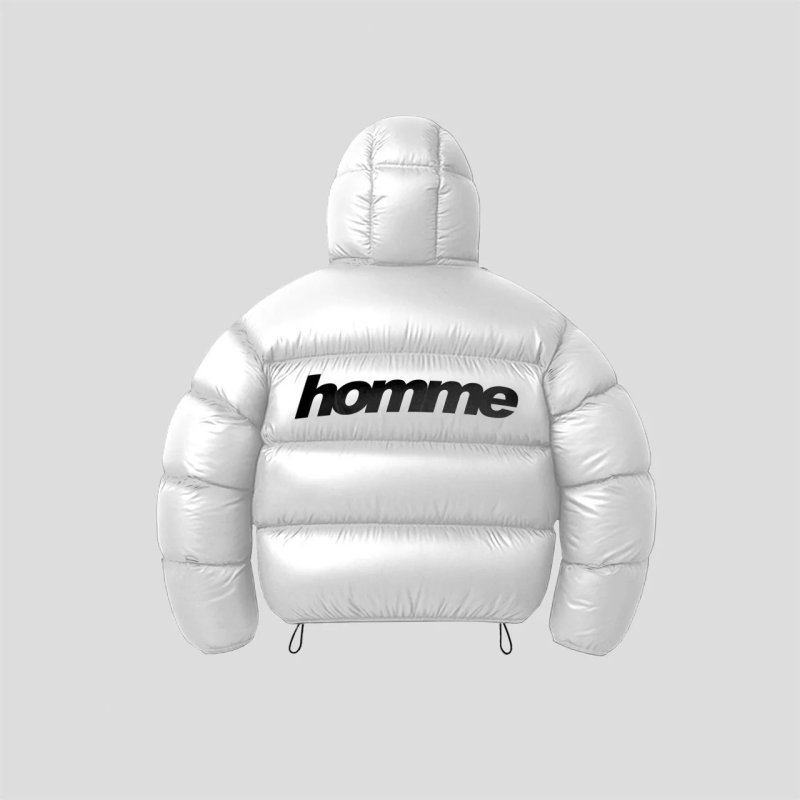 画像8: HOMME Logo Print Reverse Bull Down Jacket　ユニセックス 男女兼用 オムロゴリバーシブルダウンジャケットブルゾンコート (8)