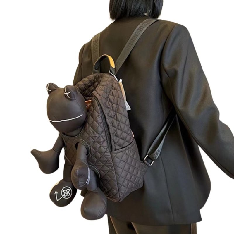 画像3: Frog Doll Quilted Backpack Bag カエルドール人形キルティングバックパック ぬいぐるみ バッグ (3)