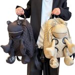 画像4: Frog Doll Quilted Backpack Bag カエルドール人形キルティングバックパック ぬいぐるみ バッグ (4)