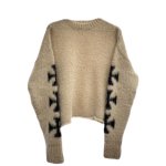 画像2: Unisex Mens Brushed Cross Mohair Knit Sweater アート クロス 十字架 スリーブ 柄 モヘア セーター (2)