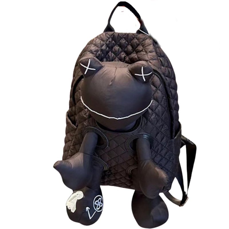 画像1: Frog Doll Quilted Backpack Bag カエルドール人形キルティングバックパック ぬいぐるみ バッグ (1)
