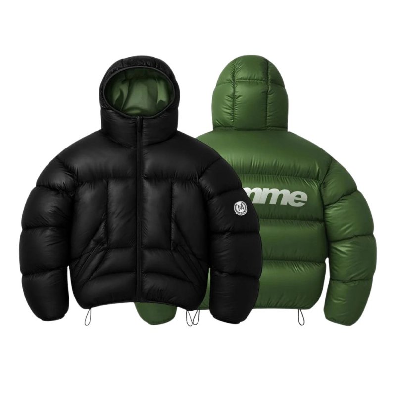 画像4: HOMME Logo Print Reverse Bull Down Jacket　ユニセックス 男女兼用 オムロゴリバーシブルダウンジャケットブルゾンコート (4)