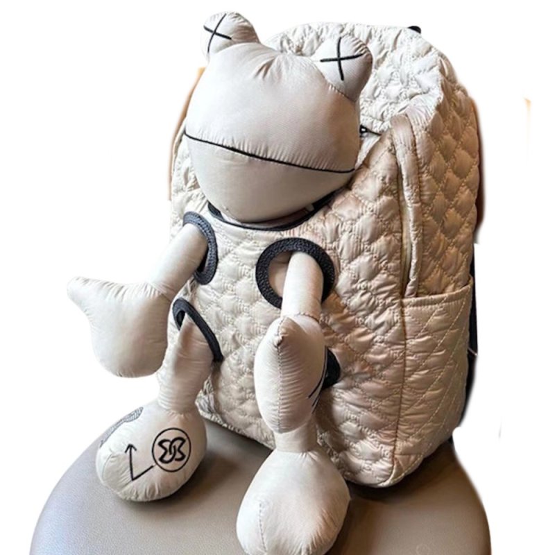 画像6: Frog Doll Quilted Backpack Bag カエルドール人形キルティングバックパック ぬいぐるみ バッグ (6)