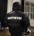 画像11: HOMME Logo Print Reverse Bull Down Jacket　ユニセックス 男女兼用 オムロゴリバーシブルダウンジャケットブルゾンコート (11)