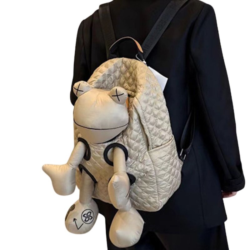 画像2: Frog Doll Quilted Backpack Bag カエルドール人形キルティングバックパック ぬいぐるみ バッグ (2)