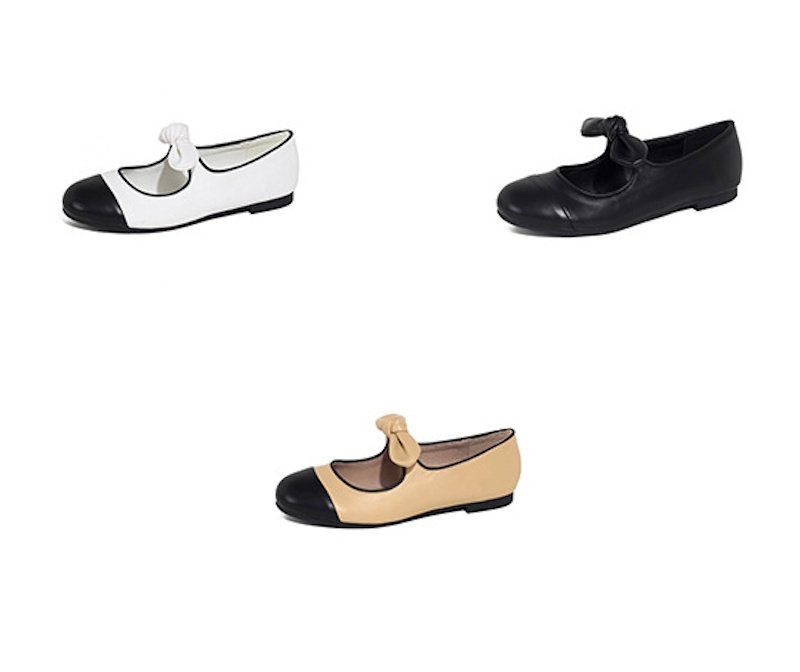 画像4: Women's leather Bowknot Flat Ballet Pumps Shoes  蝶々結びレザーフラット バレエシューズ パンプス　 (4)