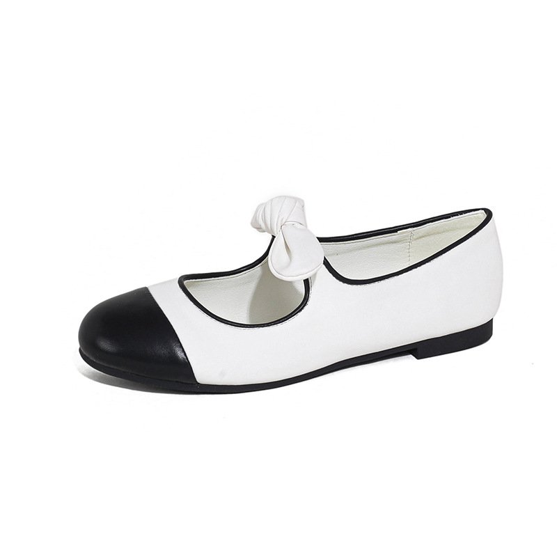 画像2: Women's leather Bowknot Flat Ballet Pumps Shoes  蝶々結びレザーフラット バレエシューズ パンプス　 (2)