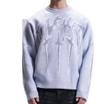 画像2: Unisex Lightning print round neck sweater  Knit  ユニセックス男女兼用フラッシュプリントラウンドネックセーター (2)