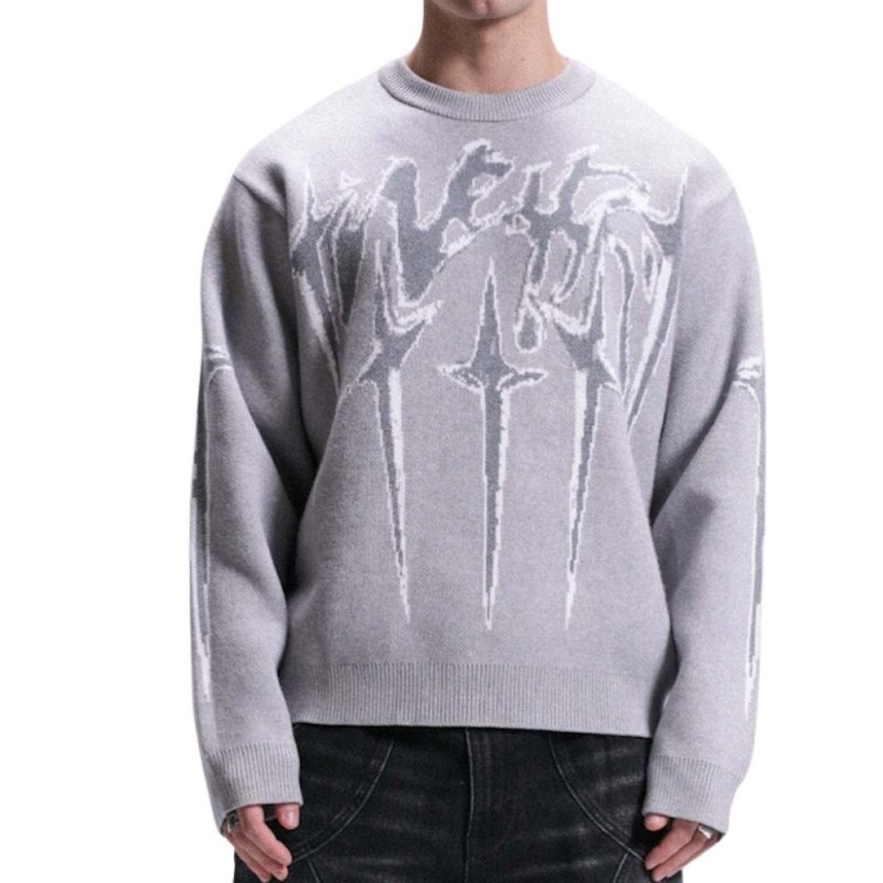 画像3: Unisex Lightning print round neck sweater  Knit  ユニセックス男女兼用フラッシュプリントラウンドネックセーター (3)