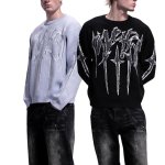 画像4: Unisex Lightning print round neck sweater  Knit  ユニセックス男女兼用フラッシュプリントラウンドネックセーター (4)