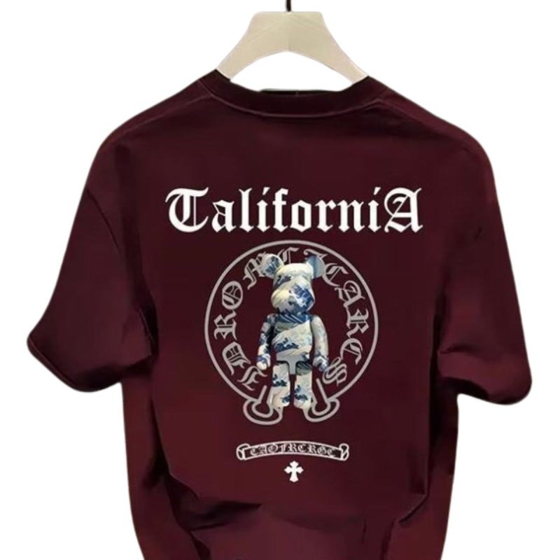 画像6: Unisex California bear Circle Cross Backprint T-shirt  ユニセックス カリフォルニア ベア 男女兼用 十字架 サークル クロス 熊 プリント 半袖 Tシャツ (6)