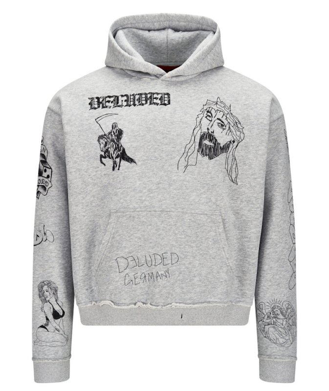 画像1: Jesus & Cross Skull Print Hoodie ユニセックス 男女兼用 ジーザス&クロススカルプリントフーディスウェットパーカー (1)