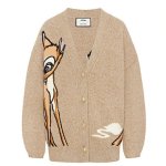 画像1: Women Fawn Bambi braided cardigan 小鹿のバンビ編み込み ウール カーディガン セーター　 (1)