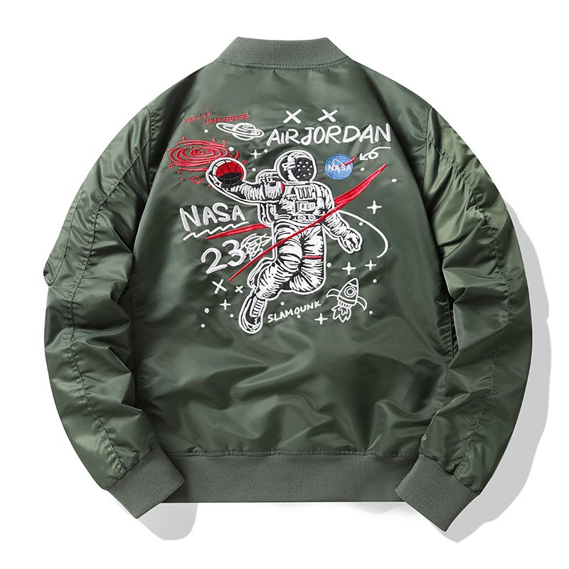 画像2: NASA astronaut jacketair force pilot jacket BASEBALL JACKET baseball uniform jacket blouson  ユニセックス 男女兼用NASA宇宙飛行士パイロットジャケットスタジアムジャンパー スタジャン MA-1 ボンバー ジャケット ブルゾン (2)