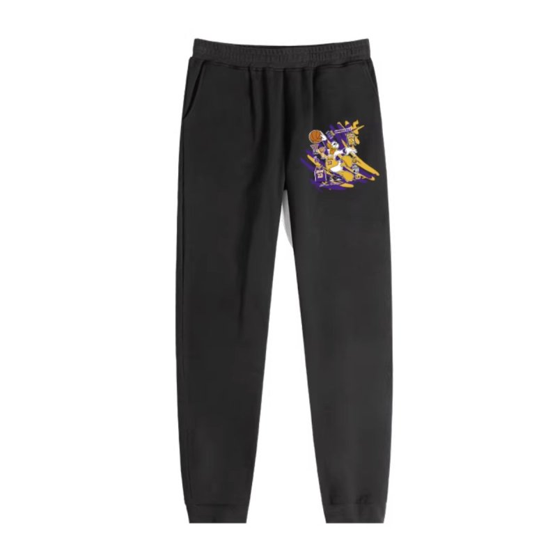 画像1: Unisex Donald Duck & Mickey Mouse flaming basketball print Sweat Pants ユニセックス男女兼用プリントドナルドダック＆ミッキーマウス 炎のバスケットボールプリント スウェット パンツ (1)