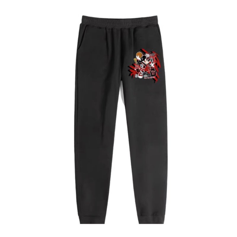 画像2: Unisex Donald Duck & Mickey Mouse flaming basketball print Sweat Pants ユニセックス男女兼用プリントドナルドダック＆ミッキーマウス 炎のバスケットボールプリント スウェット パンツ (2)