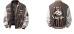 画像4: Alphabet logo and number embroidery. Down-filled stadium jacket. ユニセックス 男女兼用アルファベットロゴ&ナンバー刺繍ダウン入りスタジャンスタジアムジャンパー  MA-1 ボンバー ジャケット ブルゾン (4)