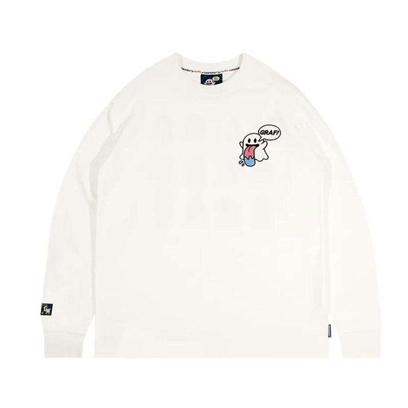 画像3: Unisex GRAF&WU BooGhost Long Sleeve Tshirts グラフアンドユー ゴースト オバケ ロゴ キャラクター ロンT 長袖Tシャツ     (3)