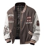 画像2: Alphabet logo and number embroidery. Down-filled stadium jacket. ユニセックス 男女兼用アルファベットロゴ&ナンバー刺繍ダウン入りスタジャンスタジアムジャンパー  MA-1 ボンバー ジャケット ブルゾン (2)