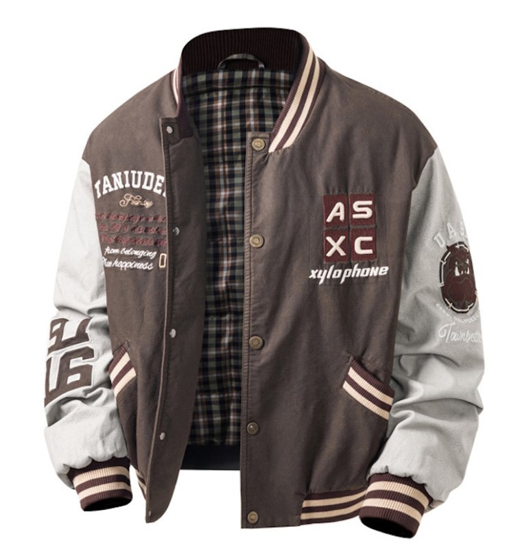 画像2: Alphabet logo and number embroidery. Down-filled stadium jacket. ユニセックス 男女兼用アルファベットロゴ&ナンバー刺繍ダウン入りスタジャンスタジアムジャンパー  MA-1 ボンバー ジャケット ブルゾン (2)